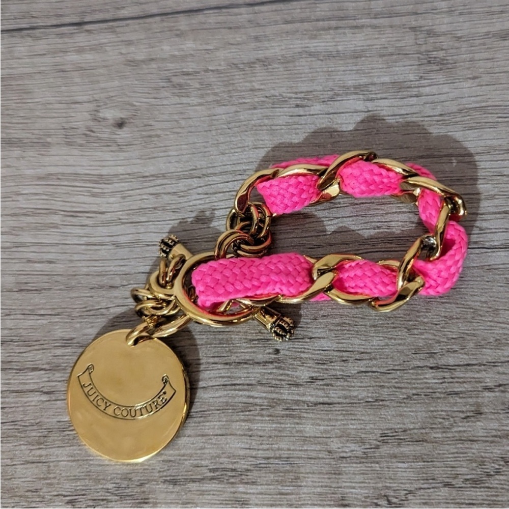 Gold and Pink Juicy Couture Chain Toggle Bracelet - Picture 2 of 6